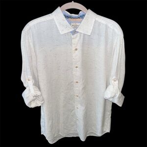 Tommy Bahama Jeans Shirt‎ Men's M White with Color Flecks Island Modern Fit